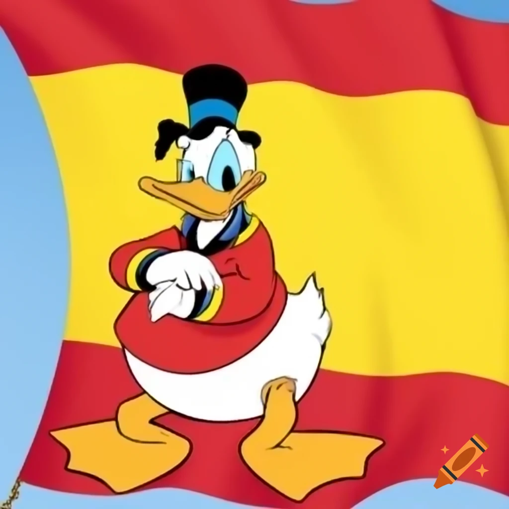 Donald Duck character with Spanish flag