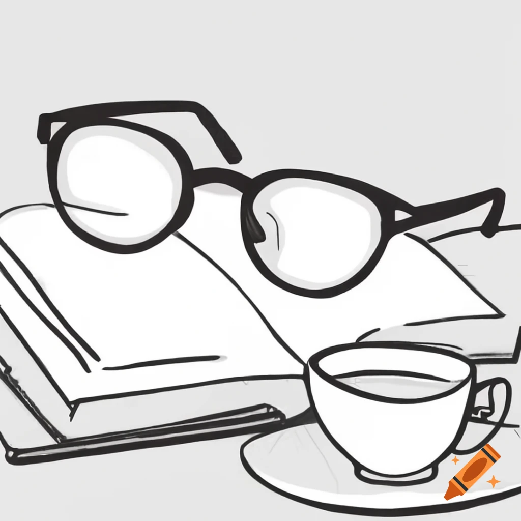 Spectacles resting on a book next to a tea cup
