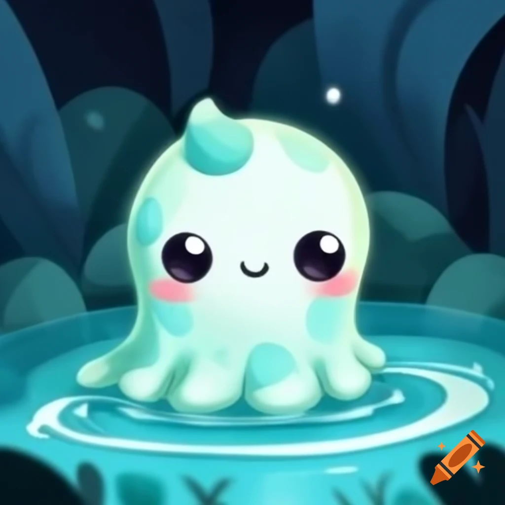 Cute round-bodied water and ghost type creature