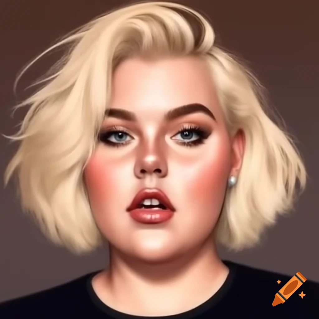 Portrait of a plus size woman with short blonde hair