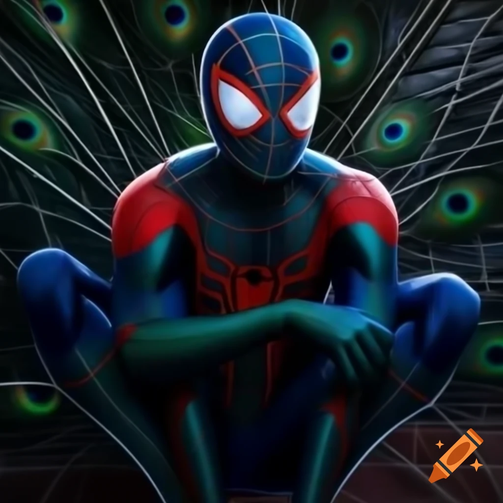 Peacock-themed Spiderman from the multiverse