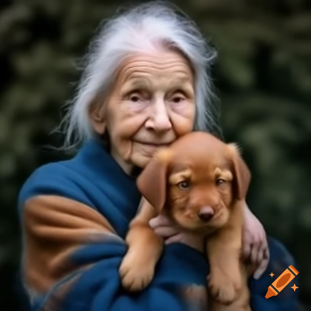 50 year old blonde woman walking with brown puppy from Lausanne to Adligenswil