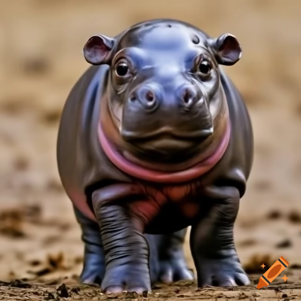 Cute baby hippo resting