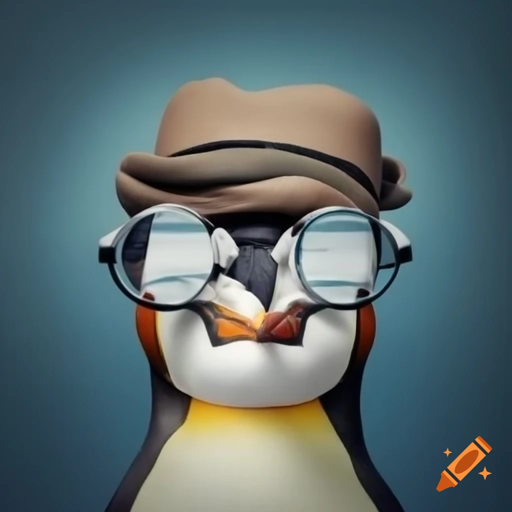 Penguin wearing glasses with a cool demeanor
