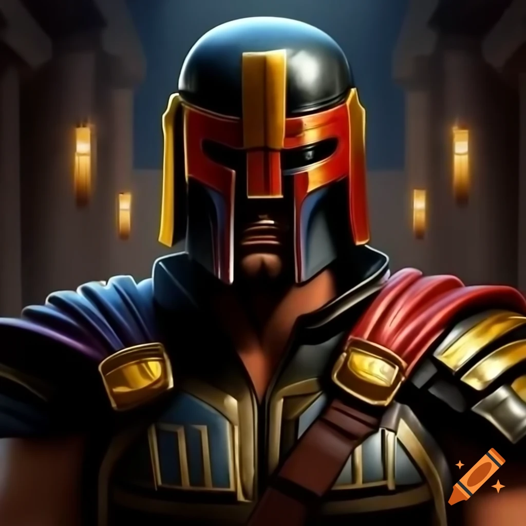 Judge Dredd character depicted in ancient Rome setting