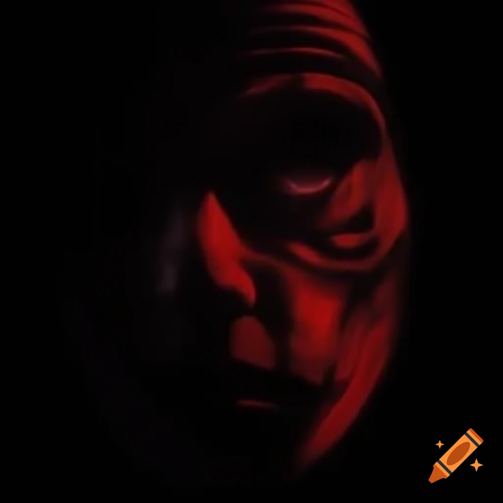 Creepy human face in analog horror style with red tones