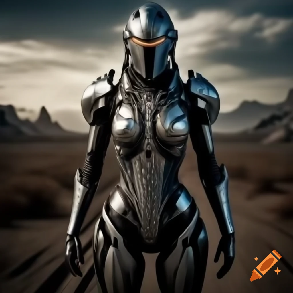 Futuristic knight in a wasteland setting