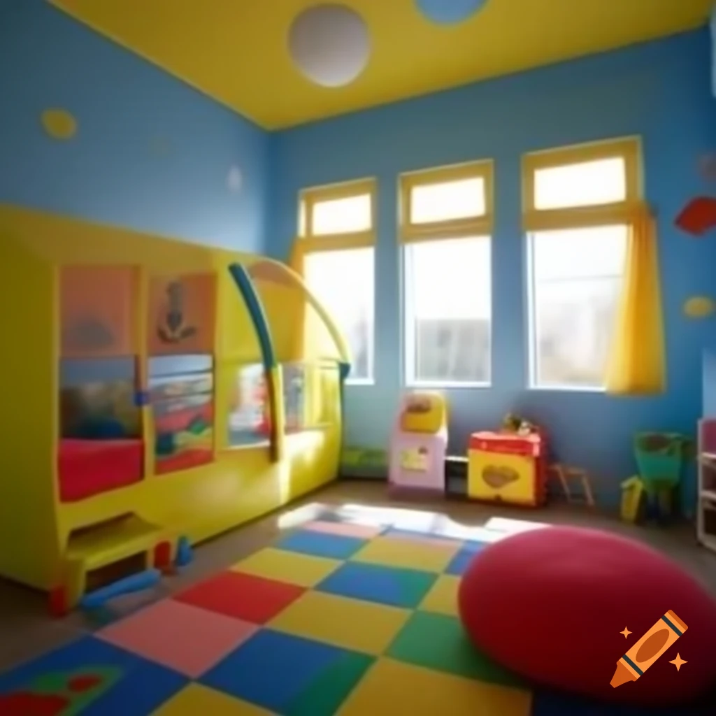Colorful and bright kids play room decor