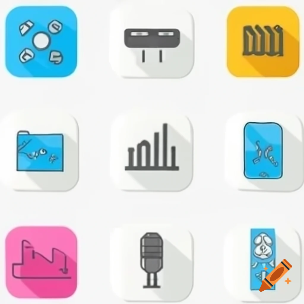 Flat outline color icons of audio equipment control