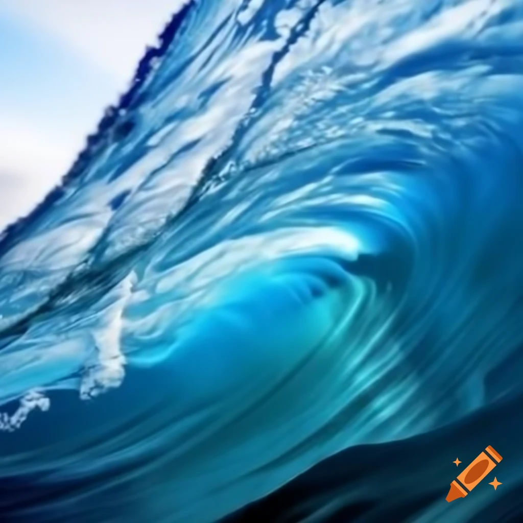 Highly detailed transparent blue ocean wave