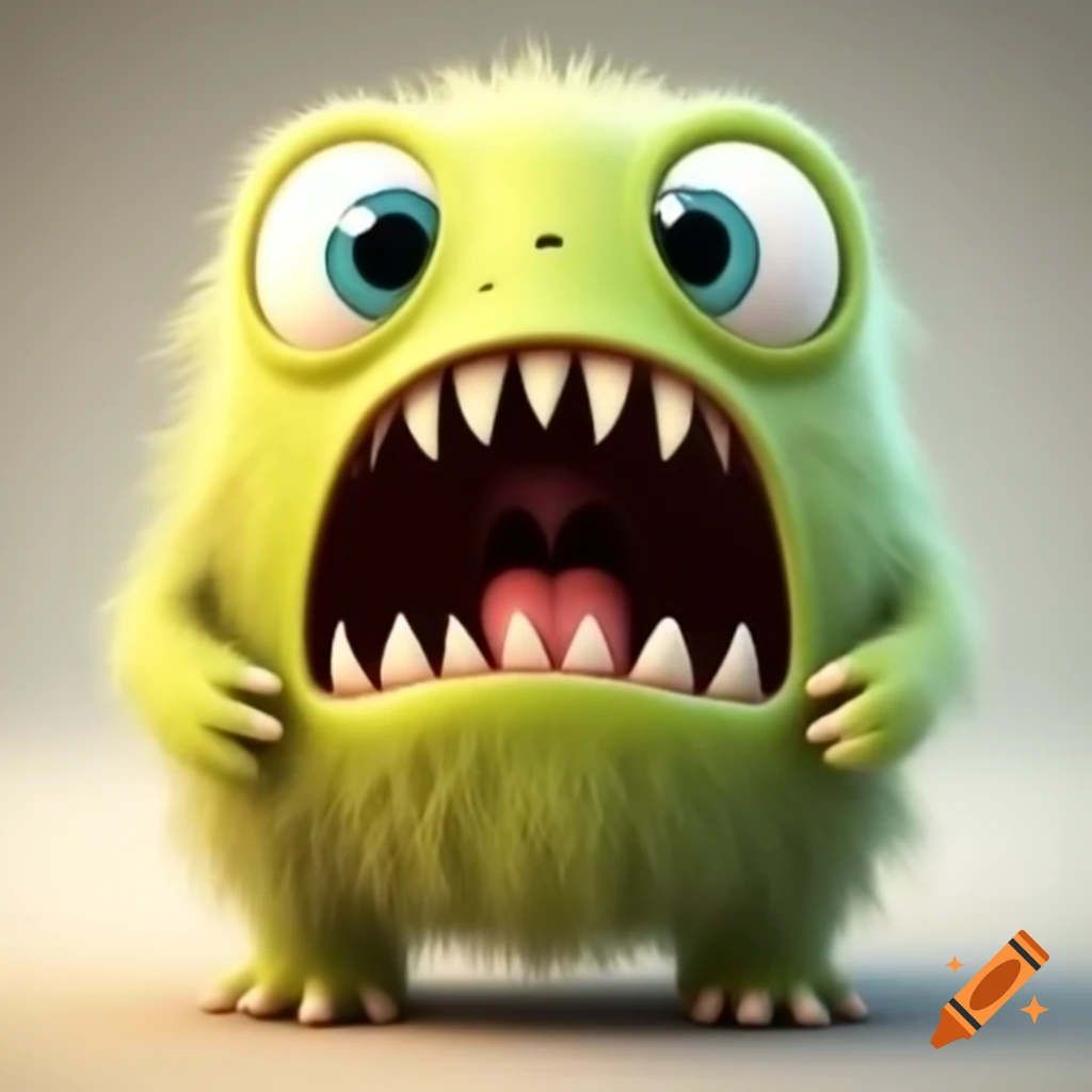 Cute monster with wide open mouth
