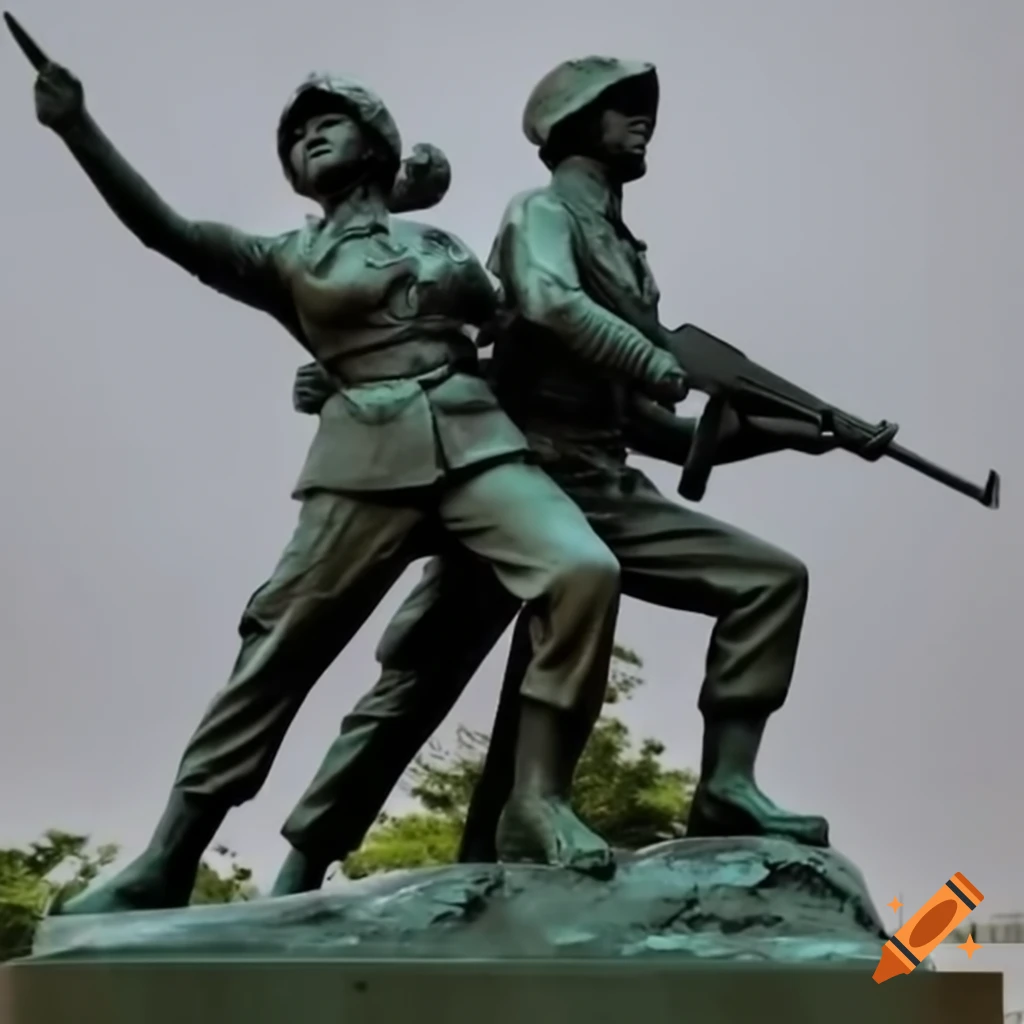 Bronze sculpture of Indian Army soldiers showcasing camaraderie and respect