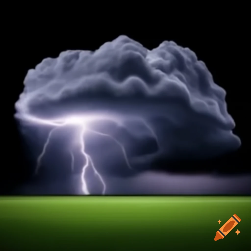 Realistic dark lightning clouds on black background