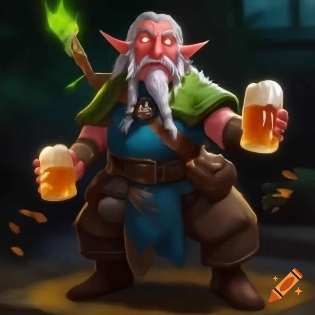 Diverse Dungeons & Dragons party featuring a jubilant gnome monk with a flowing beard