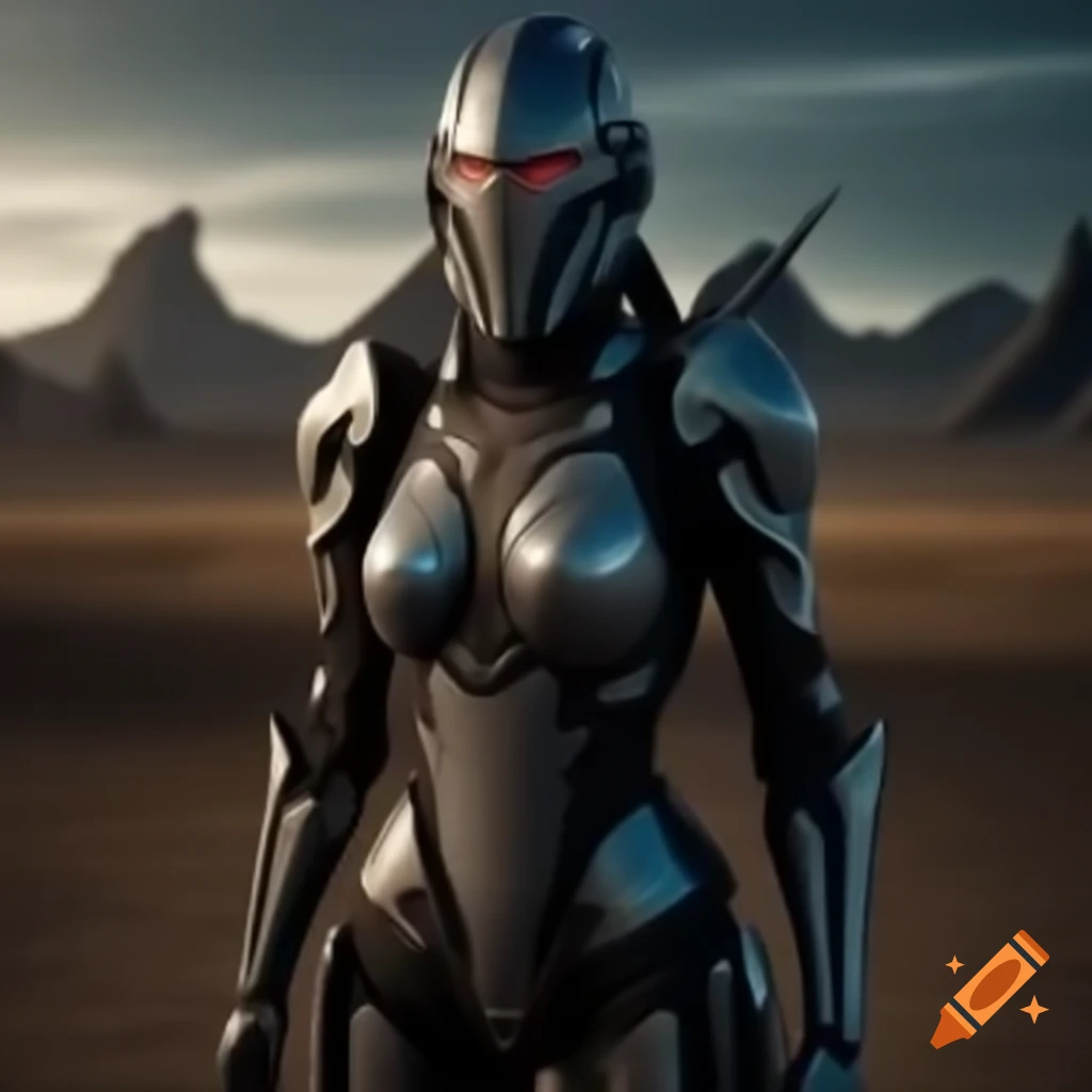Futuristic knight in a desolate wasteland
