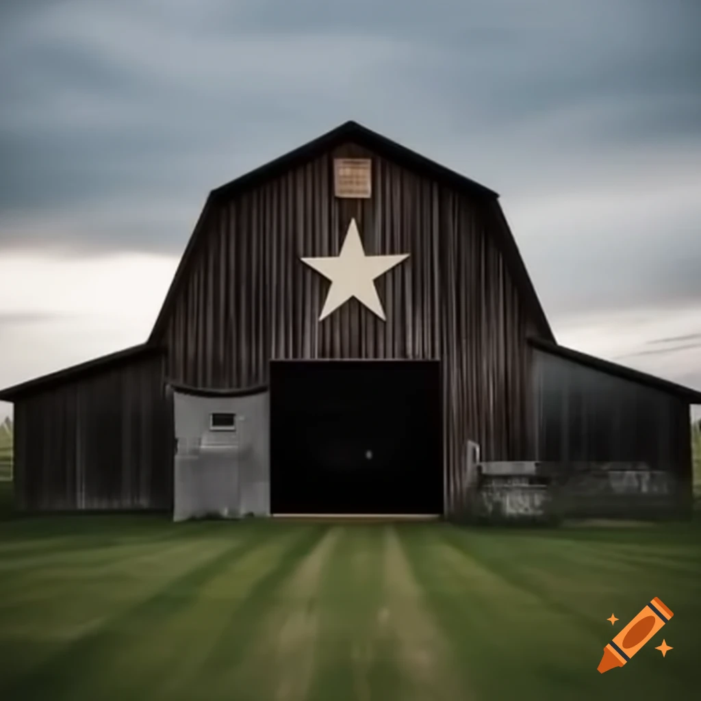Rustic barn with star sign saying BarnStar Primitive