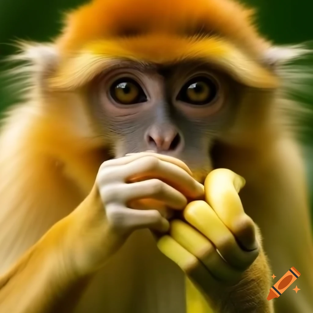 Close-up of monkey hands with banana-shaped fingers