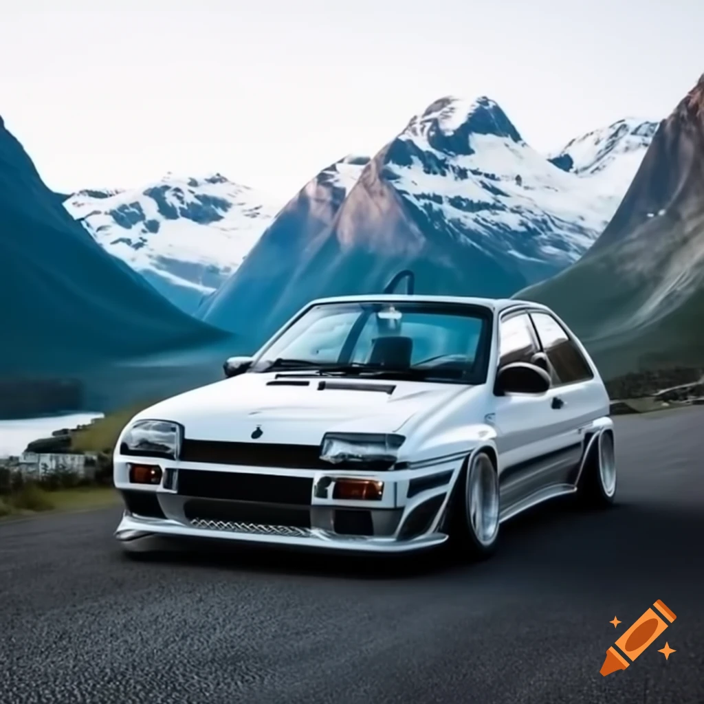 Tuned Lada Samara in the scenic Norway mountains