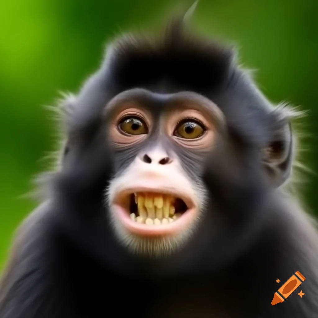 Cool monkey showing its teeth