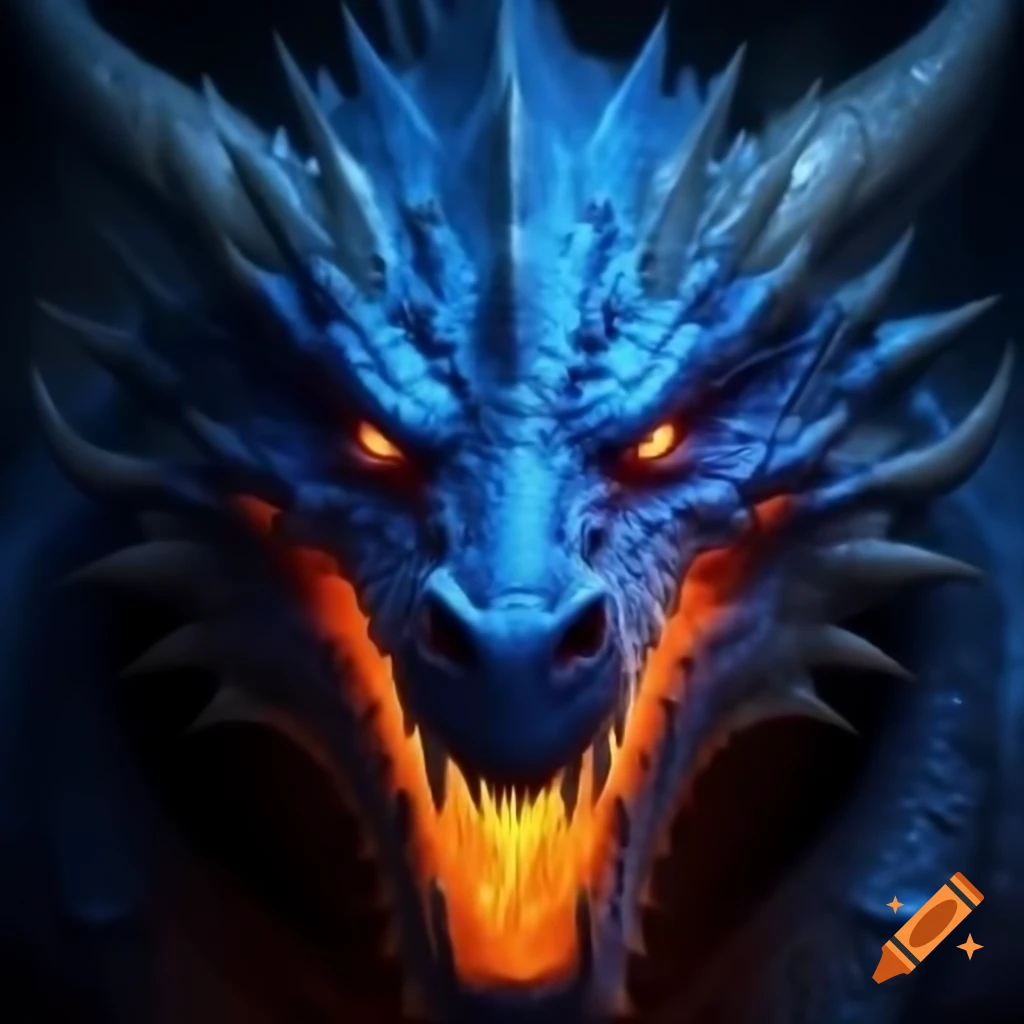 Blue dragon breathing fire