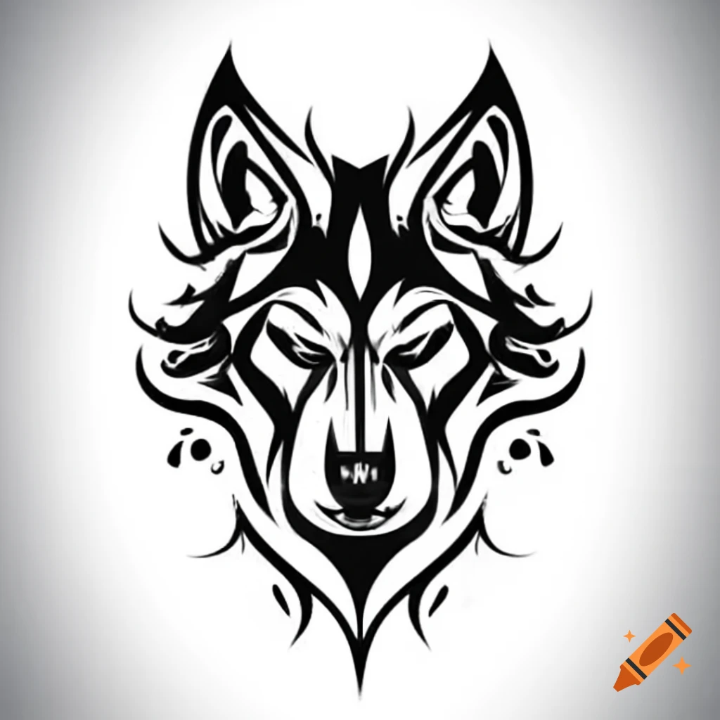 Old school tattoo design featuring a wolf
