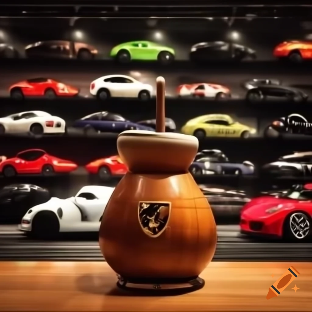 Mate gourd featuring Porsche logo filled with yerba mate