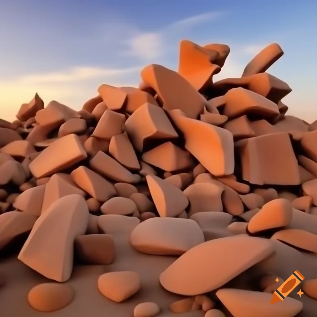 Piles of rocks in a desert landscape