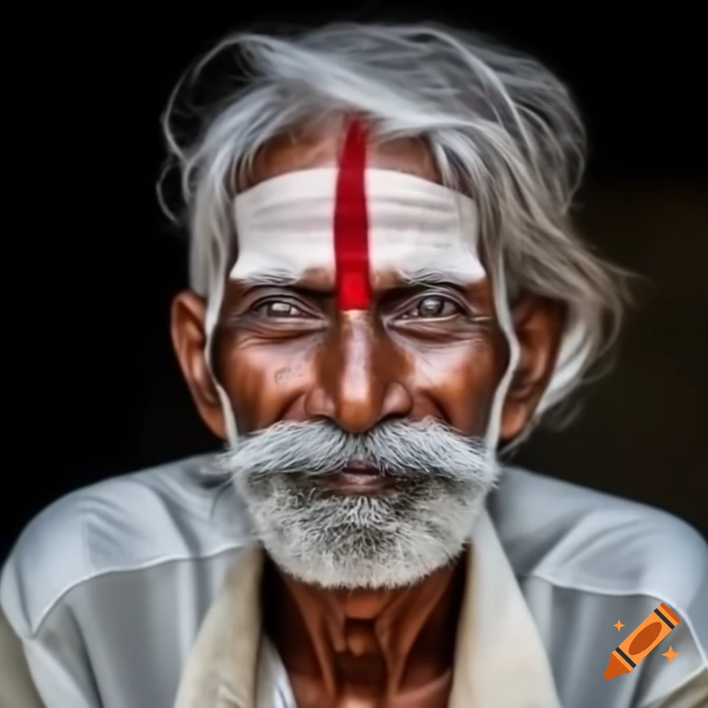 Portrait of Indian man aged 30-35 with groomed moustache against vintage background