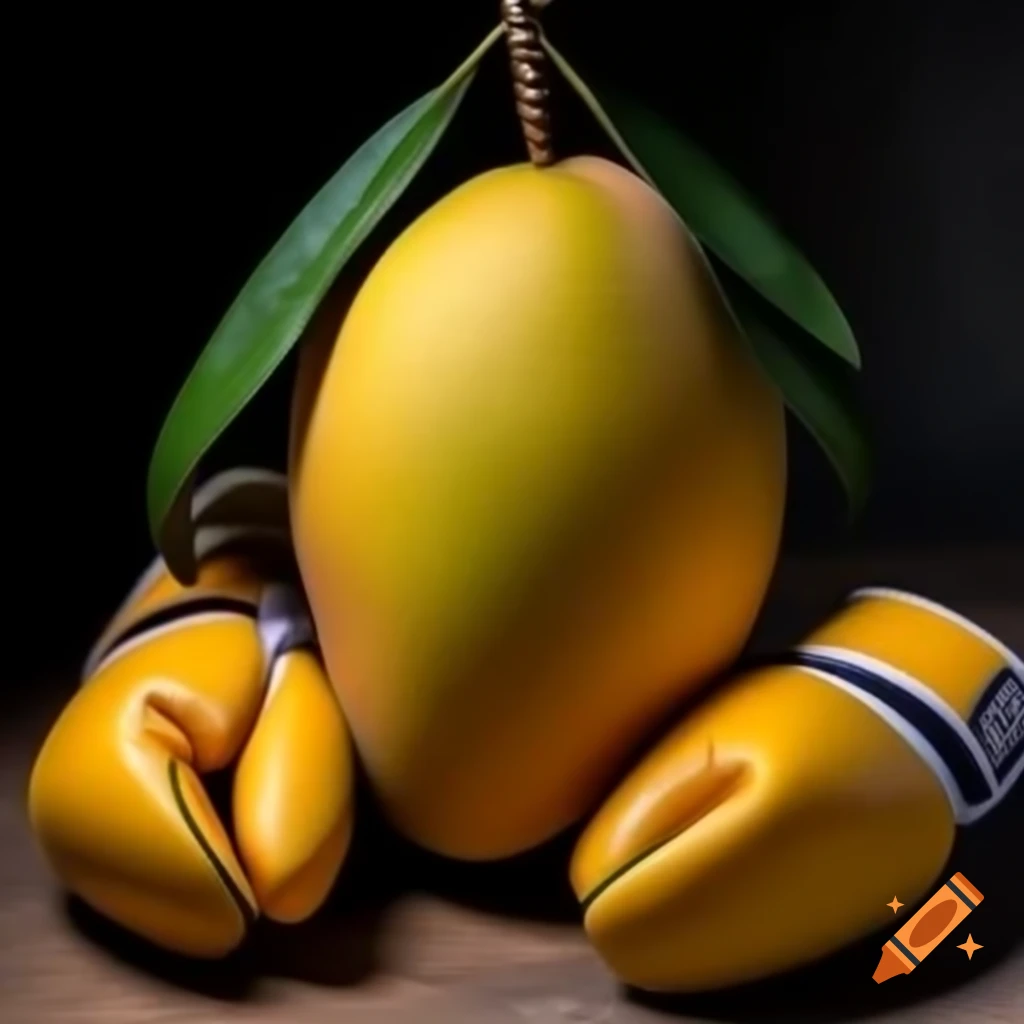 Mango wearing boxing gloves in a playful setting