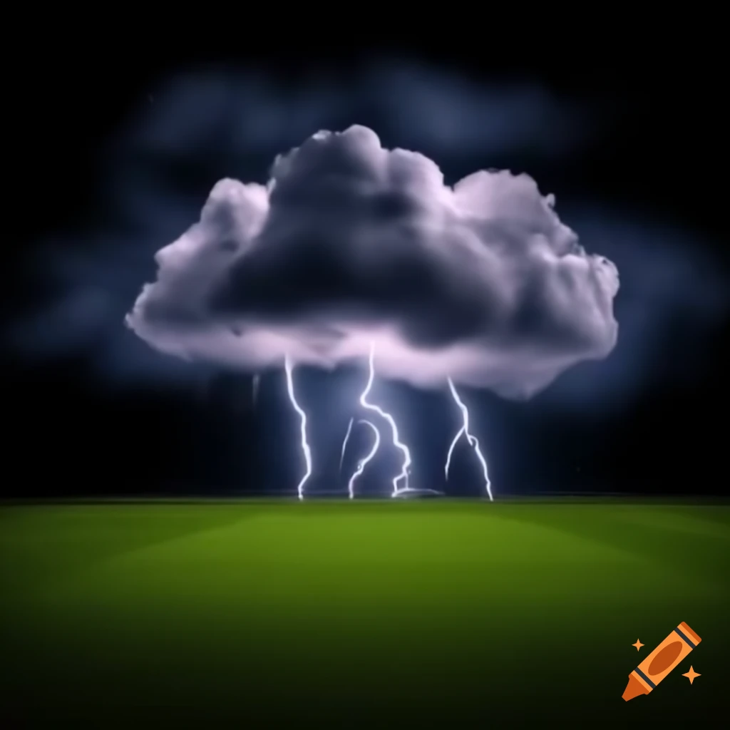 Realistic dark lightning clouds on black background