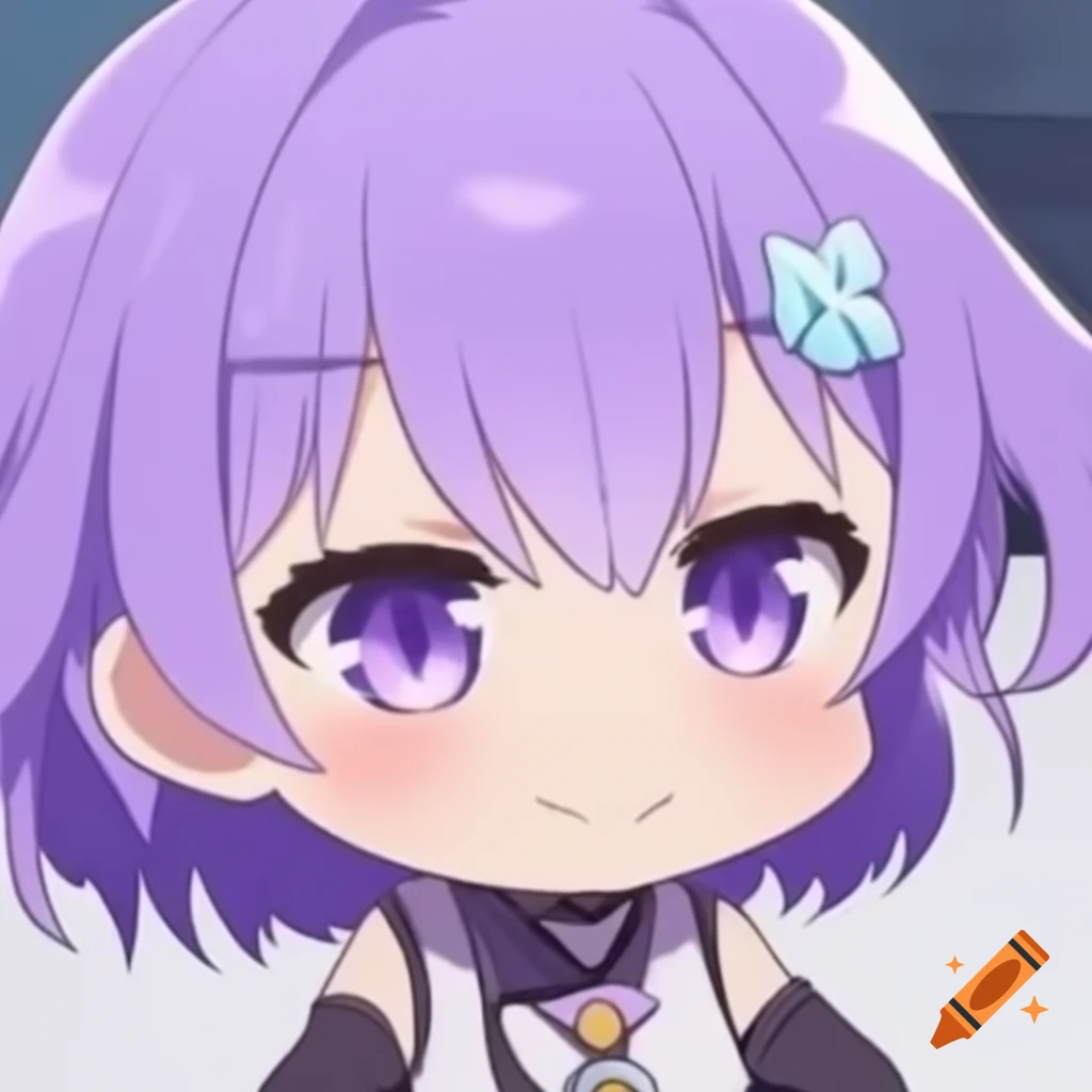 Anime chibi character with lavender hair
