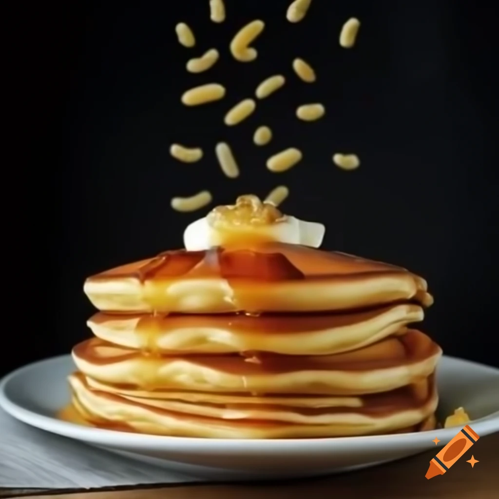 Photo-realistic pancakes with larvae, tilt-shift effect