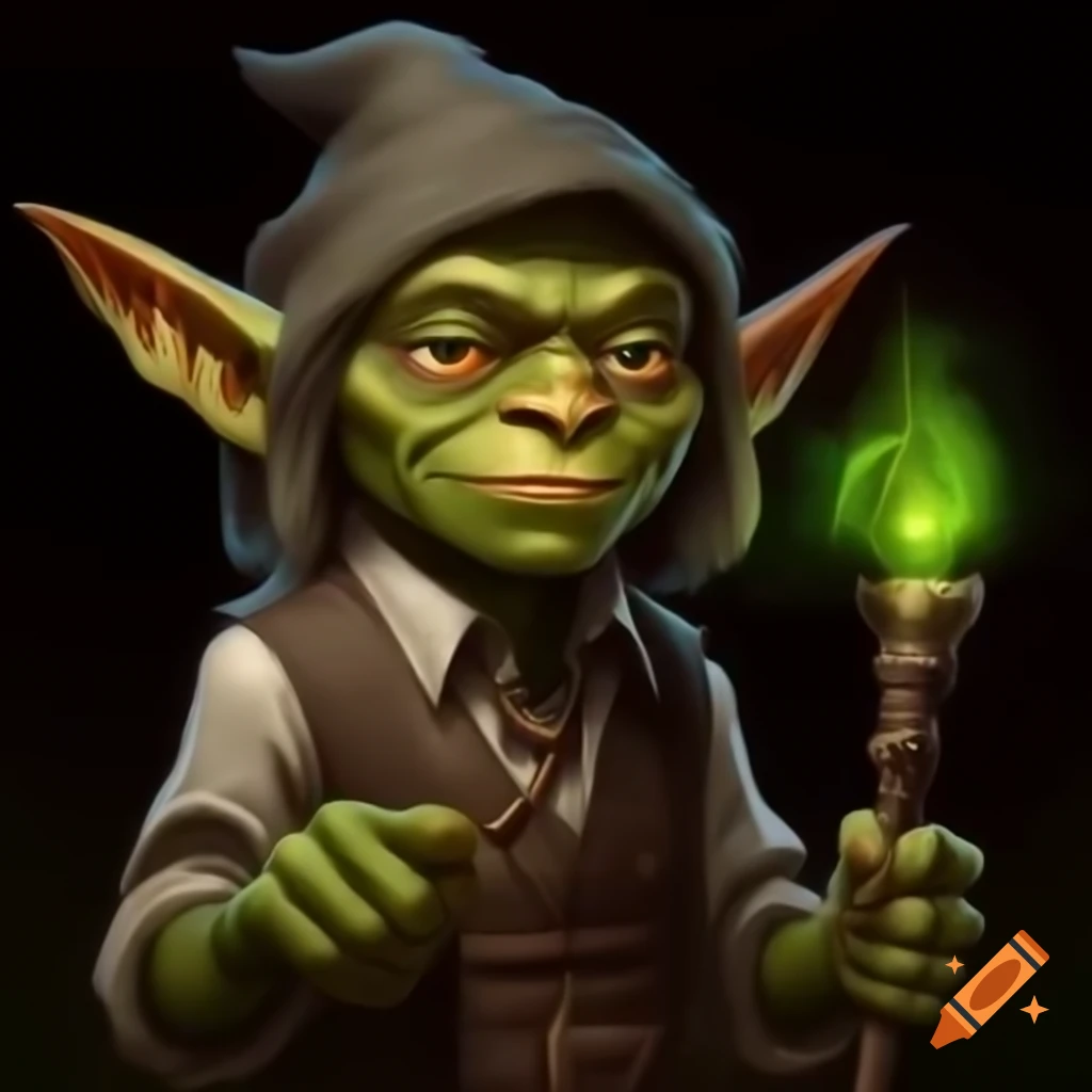 Intelligent goblin casting magic spell