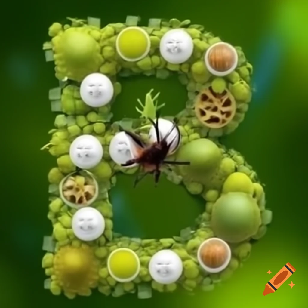 Letter A decorated with insects