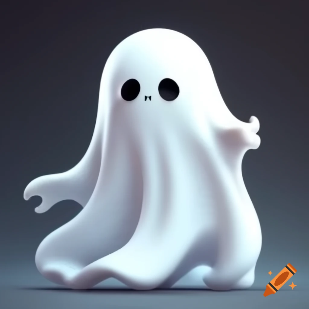Abstract ghost figure with flowing sheet-like body and soft shadowing