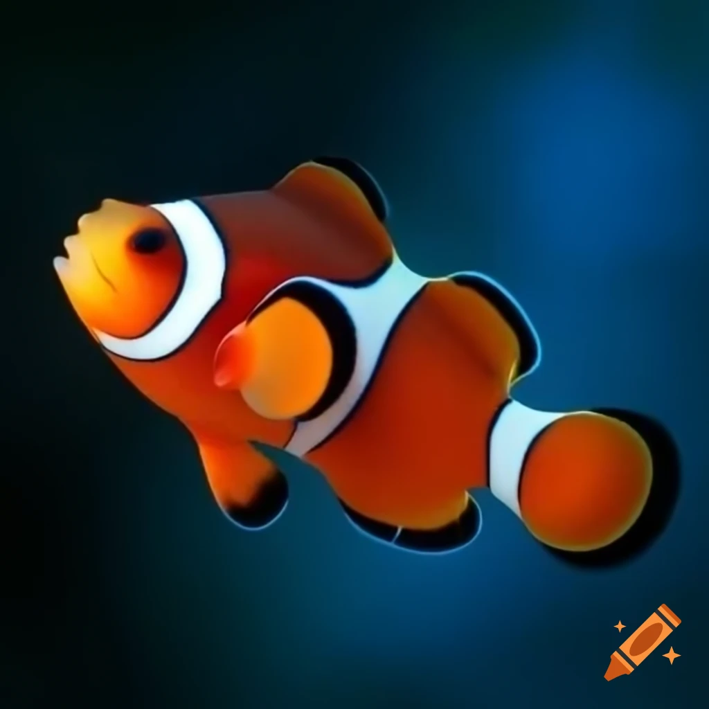 Pattern of ten orange and white clownfish evenly spaced, facing the lens