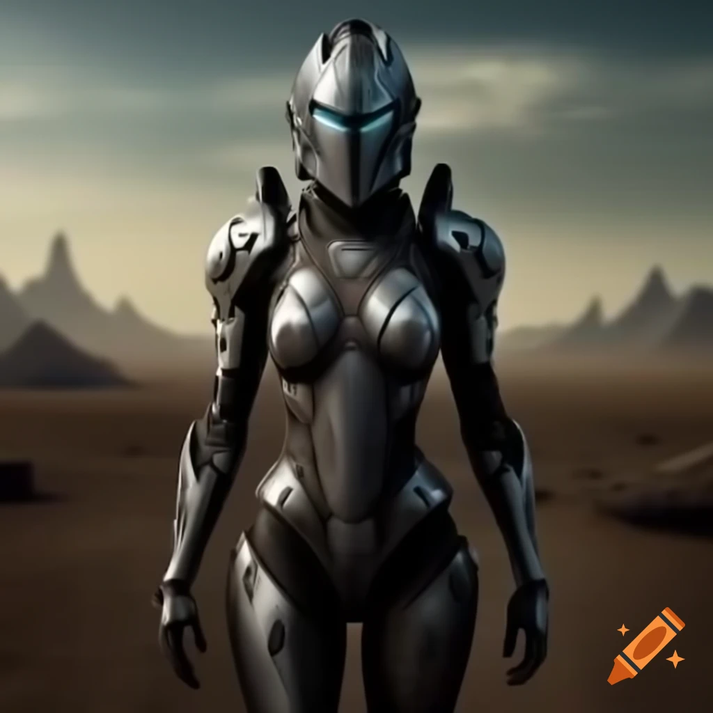 Futuristic knight in a desolate wasteland