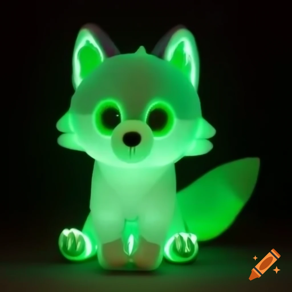 Spirit Wolf Plush Toy With Green Eyes And Glowing Effects On Black spirit-wolf-plush-toy-with-green-eyes-and-glowing-effects-on-black
