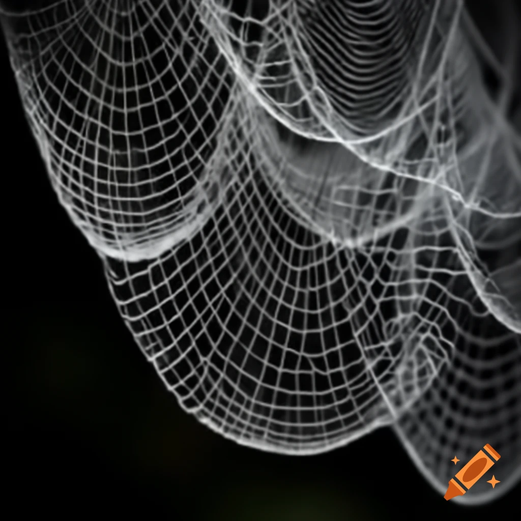 Thick fluffy cobwebs creating an intricate pattern
