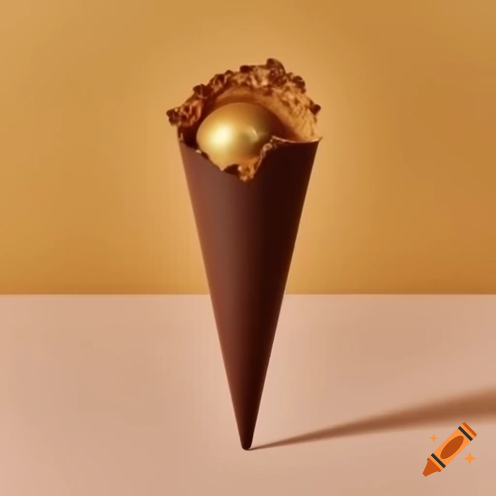 Chocolate brown cone with gold accents in brown and gold colors