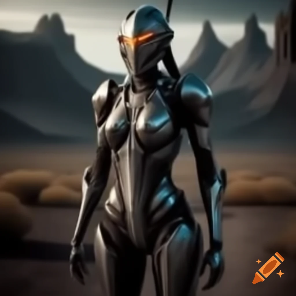 Futuristic knight in a wasteland setting