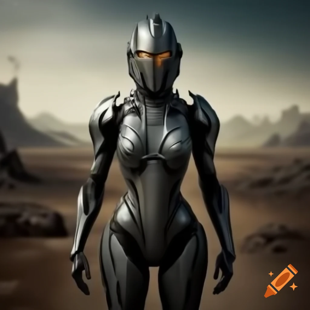 Futuristic knight in a wasteland setting