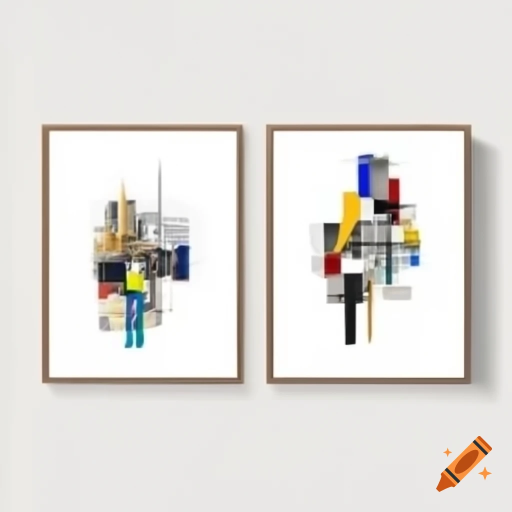 Abstract artwork titled '9-21-24' featuring acrylic, collage, and oil on two canvases