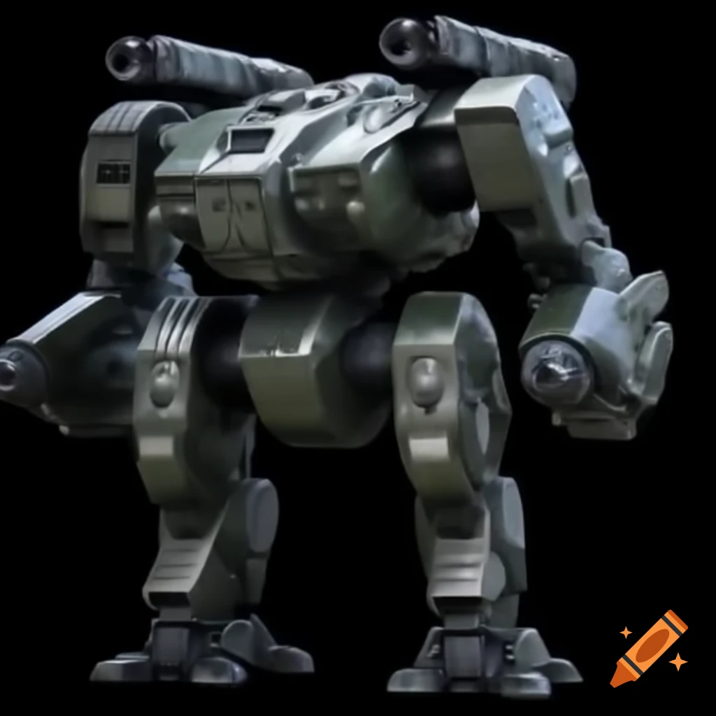 Mech with stainless steel armor and twin plasma blasters