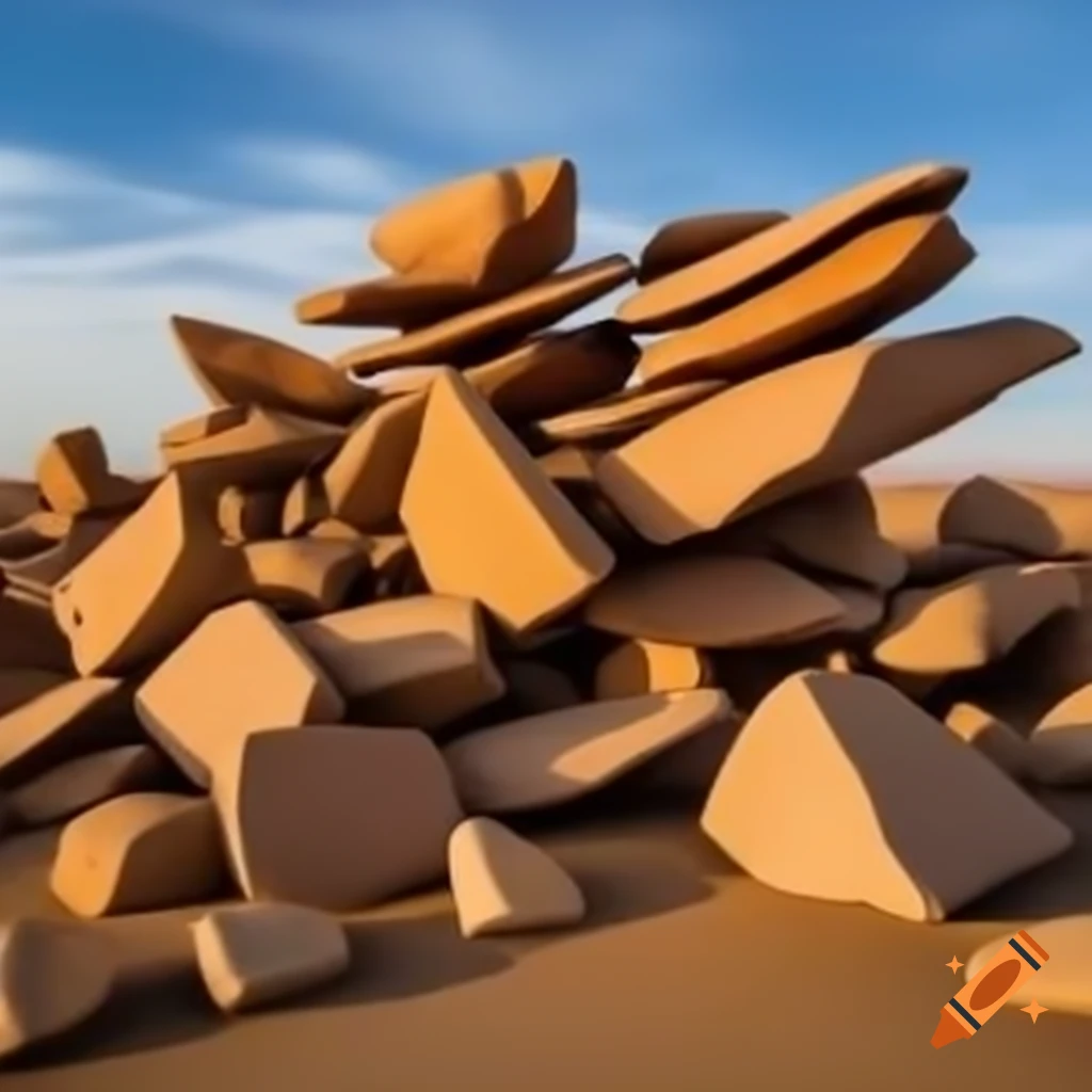 Piles of rocks in a desert landscape