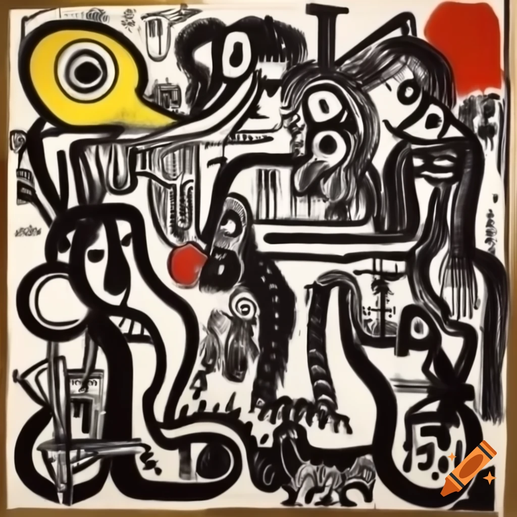 Creatures artwork inspired by Albrecht Durer and painted by Jean-Michel Basquiat