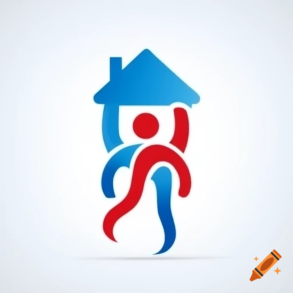 2d logo of human form with arms as roof of house on craiyon