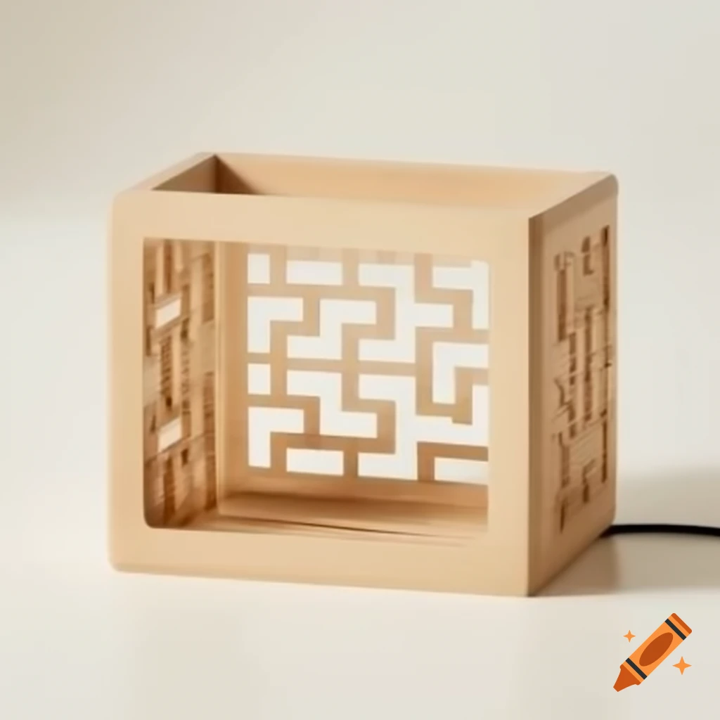 Elegant square tea light holder in art deco style, laser cut wood