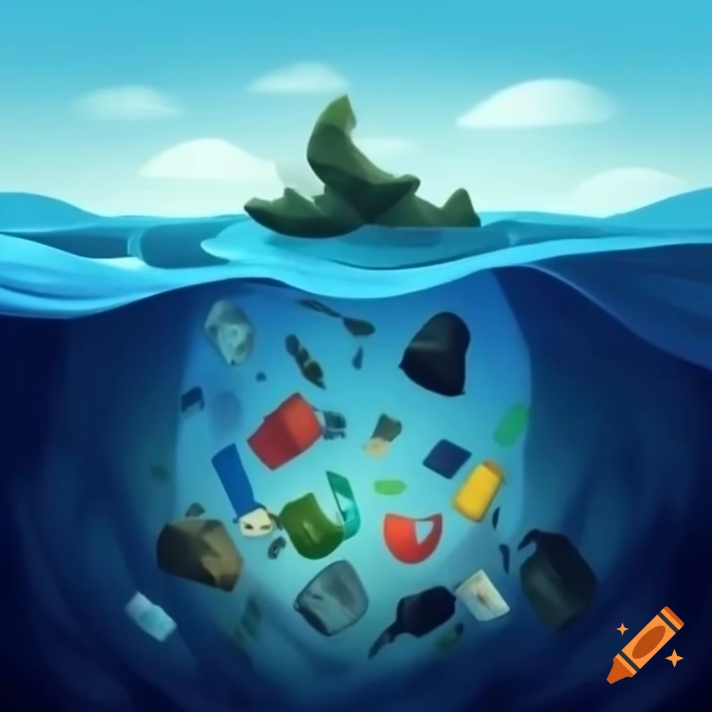 Ocean polluted with trash