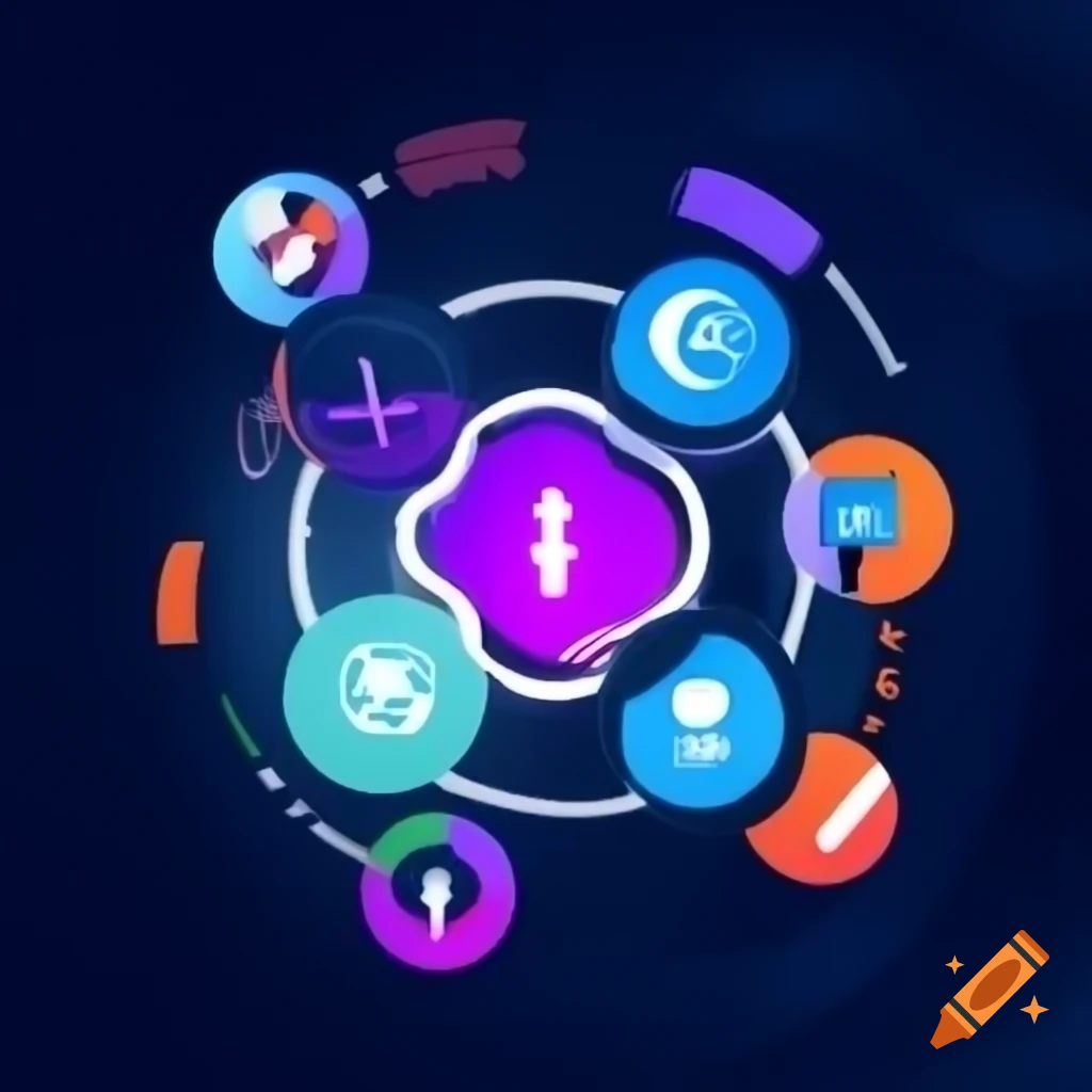Dynamic logo illustrating vibrant online community with interconnected symbols